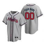 Mens Atlanta Braves #00 2020 Alternate Grey Jersey Gift With Custom Name Number For Braves Fans