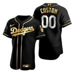 Los Angeles Dodgers #00 Any Name Mlb Golden Edition Black Jersey Gift For Dodgers Fans