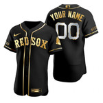 Boston Red Sox #00 Any Name Mlb Golden Edition Black Jersey Gift For Red Sox Fans