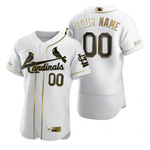 St. Louis Cardinals #00 Any Name Mlb Golden Edition White Jersey Gift For Cardinals Fans
