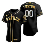 Houston Astros #00 Any Name Mlb Golden Edition Black Jersey Gift For Astros Fans