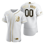 Detroit Tigers #00 Any Name Mlb Golden Edition White Jersey Gift For Tigers Fans