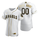 Los Angeles Angels #00 Any Name Mlb Golden Edition White Jersey Gift For Angels Fans