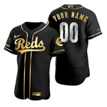 Cincinnati Reds #00 Any Name Mlb Golden Edition Black Jersey Gift For Reds Fans