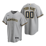 Mens Milwaukee Brewers #00 2020 Alternate Gray Jersey Gift With Custom Name Number For Brewers Fans