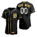 Detroit Tigers #00 Any Name Mlb Golden Edition Black Jersey Gift For Tigers Fans
