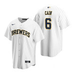 Mens Milwaukee Brewers #6 Lorenzo Cain Alternate White Jersey Gift For Brewers Fans