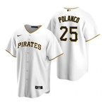 Mens Pittsburgh Pirates #25 Gregory Polanco 2020 Home White Jersey Gift For Pirates Fans