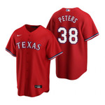 Mens Texas Rangers #38 Dj Peters Alternate Red Jersey Gift For Rangers Fans
