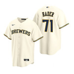 Mens Milwaukee Brewers #71 Josh Hader Home Cream Jersey Gift For Brewers Fans