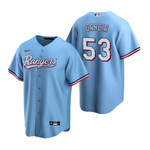 Mens Texas Rangers #53 Adolis Garcia 2020 Alternate Light Blue Jersey Gift For Rangers Fans