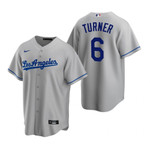 Mens Los Angeles Dodgers #6 Trea Turner 2020 Road Gray Jersey Gift For Dodgers Fans