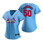 Womens St Louis Cardinals #50 Adam Wainwright 2020 Light Blue Jersey Gift For Cardinals Fans