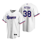 Mens Texas Rangers #38 Dj Peters Home White Jersey Gift For Rangers Fans