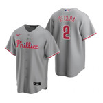 Mens Philadelphia Phillies #2 Jean Segura 2020 Road Gray Jersey Gift For Phillies Fans
