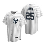 Mens New York Yankees #25 Tommy John 2020 Retired Player White Jersey Gift For Yankees Fans