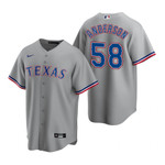Mens Texas Rangers #58 Drew Anderson Road Gray Jersey Gift For Rangers Fans