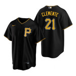 Mens Pittsburgh Pirates #21 Roberto Clemente 2020 Alternate Black Jersey Gift For Pirates Fans