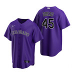 Mens Colorado Rockies #45 Scott Oberg 2020 Purple Jersey Gift For Rockies Fans