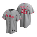 Mens Philadelphia Phillies #45 Zack Wheeler 2020 Road Gray Jersey Gift For Phillies Fans