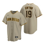 Mens San Diego Padres #19 Tony Gwynn 2020 Alternate Sand Brown Jersey Gift For Padres Fans