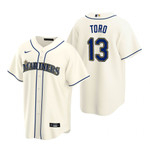 Mens Seattle Mariners #13 Abraham Toro 2020 Alternate Cream Jersey Gift For Mariners Fans