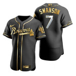 Atlanta Braves #7 Dansby Swanson Mlb Golden Edition Black Jersey Gift For Braves Fans