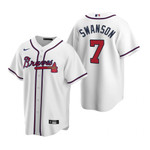 Mens Atlanta Braves #7 Dansby Swanson 2020 Alternate White Jersey Gift For Braves Fans