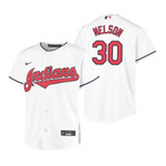 Youth Cleveland Baseball #30 Kyle Nelson 2020 Alternate White Jersey Gift For Cleveland Baseball Fans