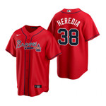 Mens Atlanta Braves #38 Guillermo Heredia 2020 Alternate Red Jersey Gift For Braves Fans