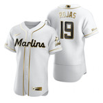 Miami Marlins #19 Miguel Rojas Mlb Golden Edition White Jersey Gift For Marlins Fans