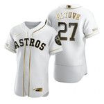 Houston Astros #27 Jose Altuve Mlb Golden Edition White Jersey Gift For Astros Fans