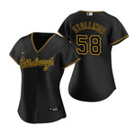 Womens Pittsburgh Pirates #58 Jacob Stallings 2020 Black Jersey Gift For Pirates Fans