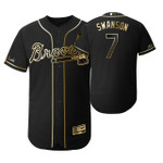 Atlanta Braves #7 Dansby Swanson Mlb 2019 Golden Edition Black Jersey Gift For Braves Fans