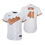 Youth Baltimore Orioles #41 Tyler Nevin 2020 White Jersey Gift For Orioles Fans