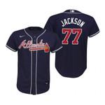 Youth Atlanta Braves #77 Luke Jackson 2020 Alternate Navy Jersey Gift For Braves Fans