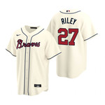 Mens Atlanta Braves #27 Austin Riley 2020 Alternate Cream Jersey Gift For Braves Fans