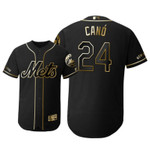 New York Mets #24 Robinson Cano Mlb 2019 Golden Edition Black Jersey Gift For Mets Fans