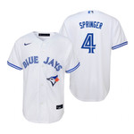 Youth Toronto Blue Jays #4 George Spinger 2020 White Jersey Gift For Blue Jays Fans