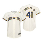 Youth Milwaukee Brewers #41 Jackie Bradley 2020 Cream Jersey Gift For Brewers Fans
