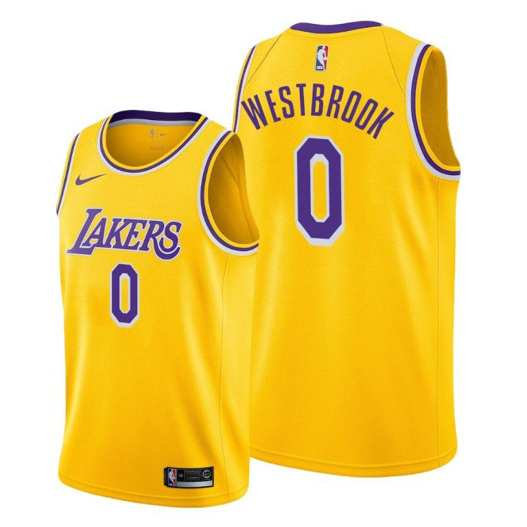 Los Angeles Lakers Russell Westbrook #0 NBA basketball icon edition gold jersey gift for Lakers fans