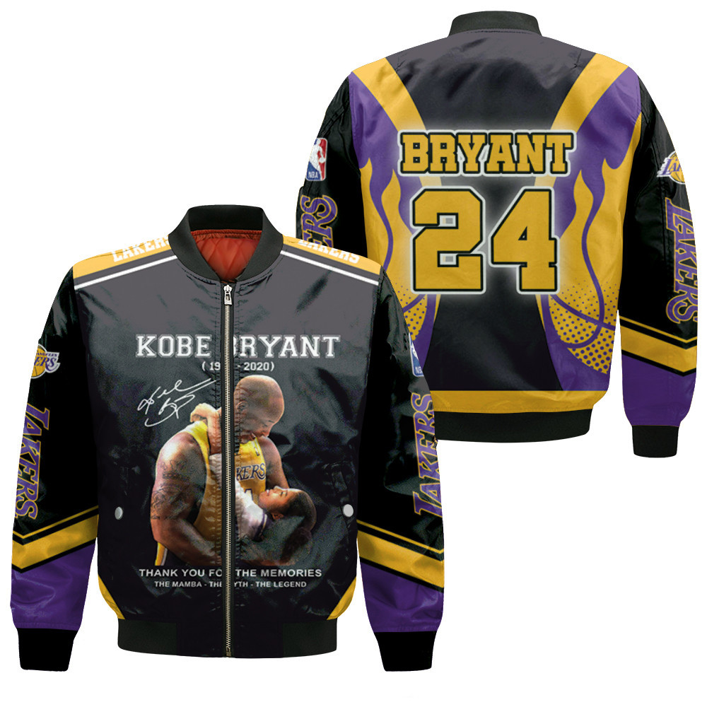 Kobe Bryant The Mamba The Myth The Legend Now And Forever Los Angeles Lakers NBA 3D Designed Allover Gift For Lakers Fans Bomber Jacket