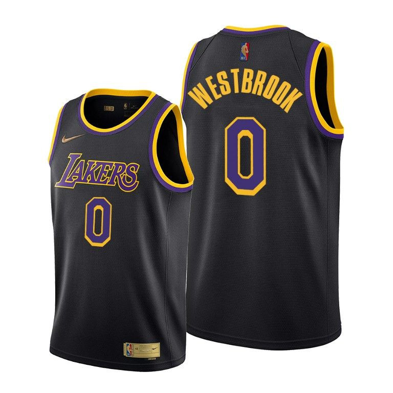Los Angeles Lakers Russell Westbrook #0 NBA basketball earned edition black jersey gift for Lakers fans