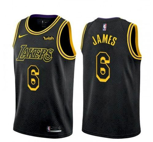 Los Angeles Lakers LeBron James #6 Earned Edition Black New Number Jersey for LeBron Fans
