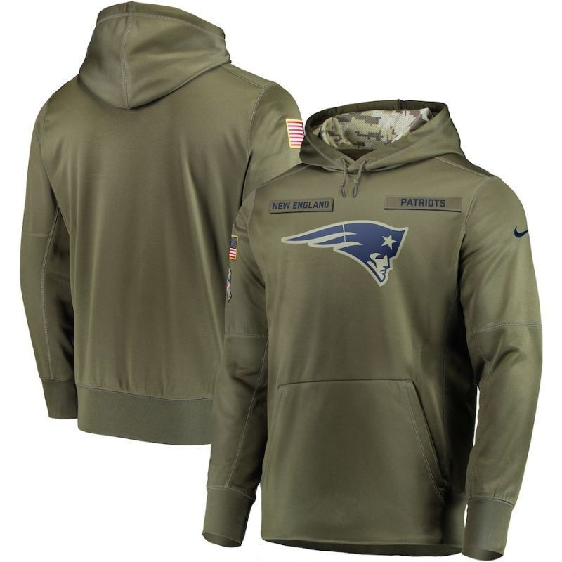 New England Patriots Olive Salute To Service Personalized Hoodie Jersey