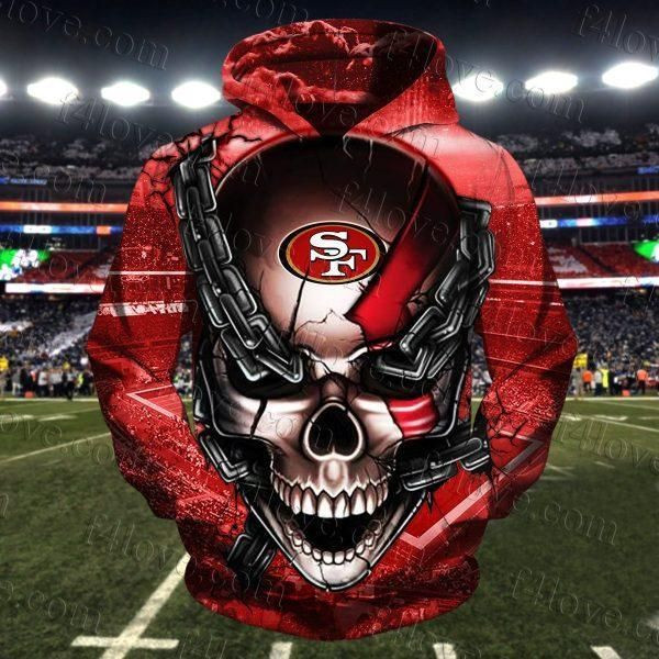 San Francisco 49ers 3d Skull Hoodie 3d Graphic Printed Tshirt Hoodie Up To 5xl 3D Hoodie Sweater Tshirt