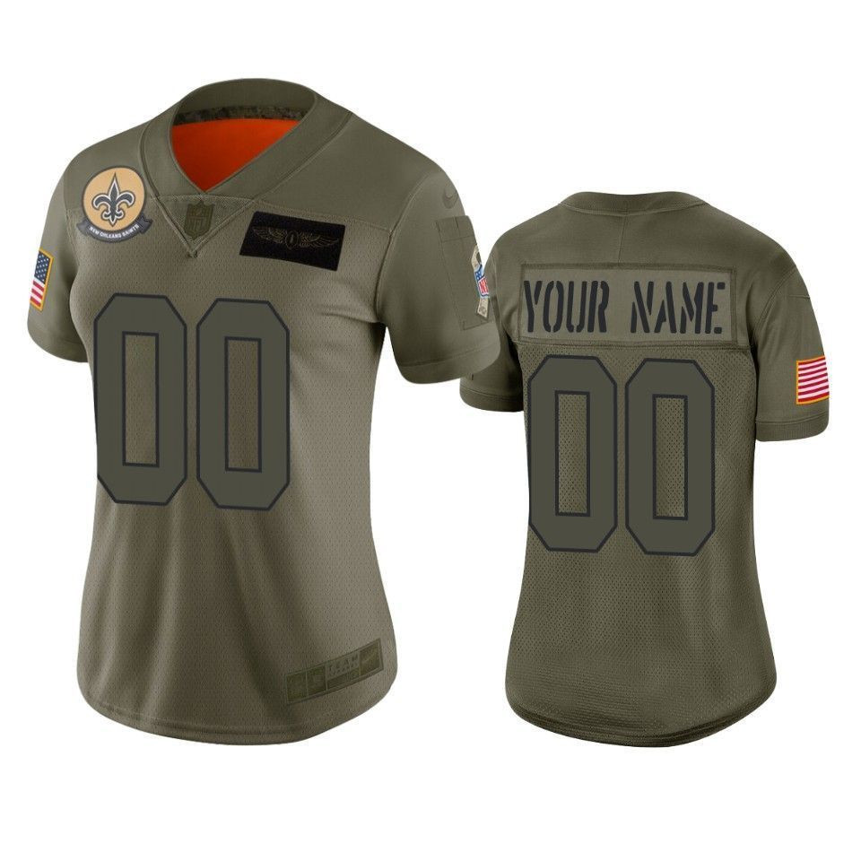 Womens New Orleans Saints Custom Limited Jersey 2019 Salute to Service