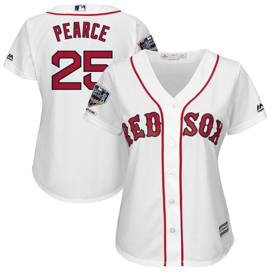 Steve Pearce Boston Red Sox Majestic Womens World Series Champions Home Cool Base Player Jersey White 2019