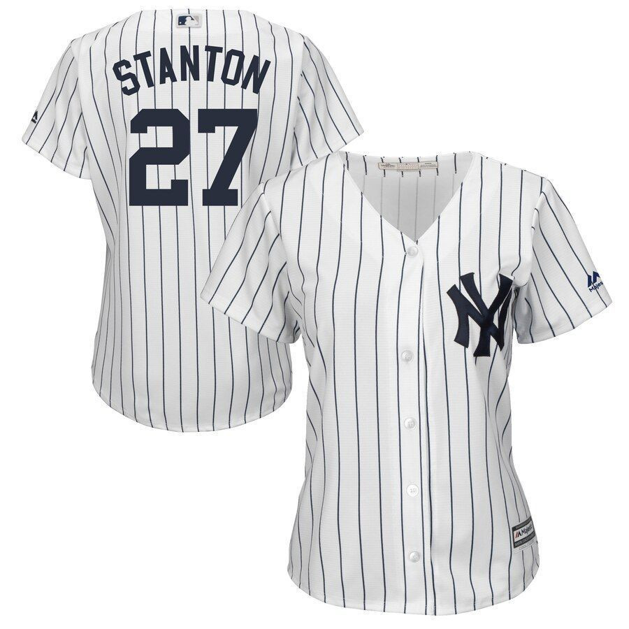 Giancarlo Stanton New York Yankees Majestic Womens Cool Base Player Jersey White 2019