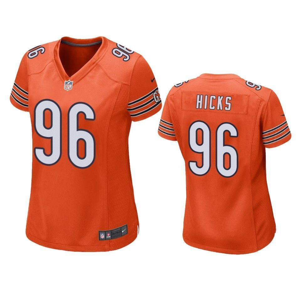 Chicago Bears Akiem Hicks Game Orange Womens Jersey
